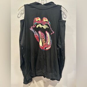 Black Graphic Long Sleeve Top